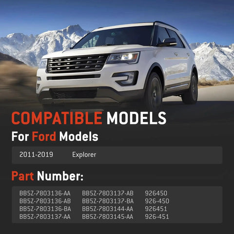 Ford Explorer compatible models list and part numbers for A Pillar Windshield Trim Molding Driver And Passenger