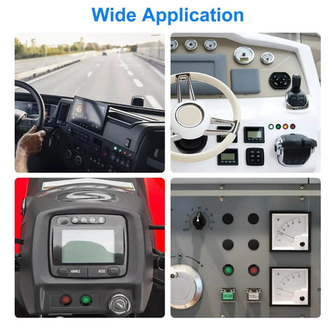 Wide application of Four Pack 12mm LED Indicator Lights IP67 Waterproof Signal Lamps in various control panels and dashboards