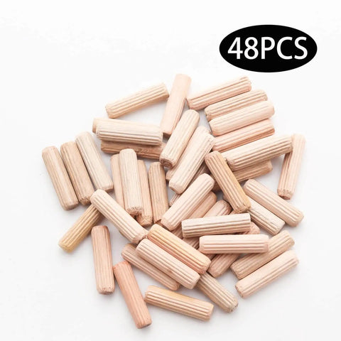 48 Pcs Wood Dowel Pins 8 Mm By 30 Mm And 0.3125 Inch By 1.18 Inch Fluted Beveled Ends Dowels for Shelf Support and Woodworking Projects