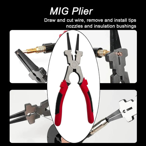 Complete MIG Welding Tool Set With Chipping Hammer And Leather Gloves featuring MIG welpers pliers for nozzle and wire work