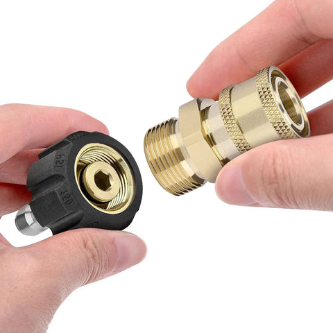 2 Pair M22 Quick Connect Adapter Set For Pressure Washers With 14mm Fittings, 1/4 Inch Quick Connect, Includes M22 14mm Plug And 1/4 Inch Female Couplers