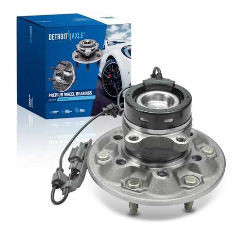 2WD Front Right Wheel Hub Bearing Assembly For 2004 2005 2006 2007 2008 GMC Canyon Chevy Colorado And Isuzu I 370 Passenger Side With ABS 6 Lug Replacement Kit next to product box