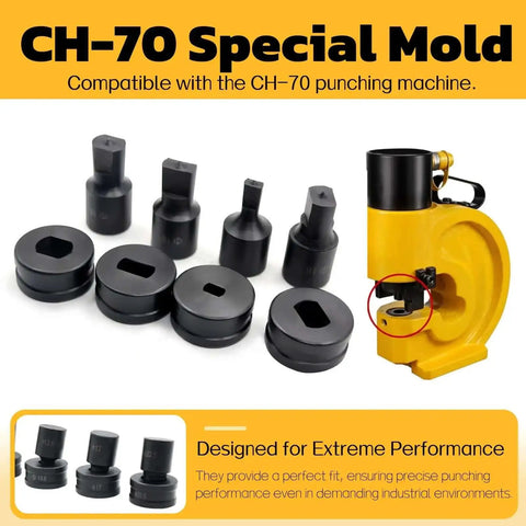 Beefy, Heavy Duty Slotted Die For CH-70 Hydraulic Punch Press, 4x13mm Hole Punch Die alongside punch press machine