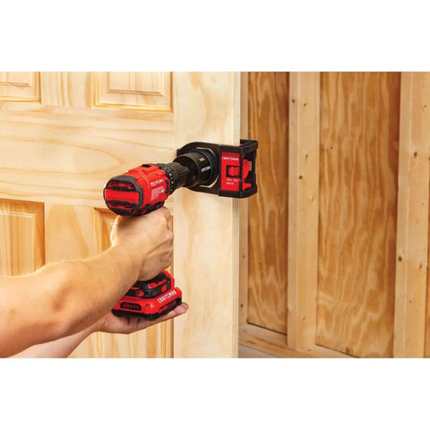 Easy Install Bi Metal Door Lock Kit For Wood And Metal Doors With Self Centering Jig And Adjustable Two And Three Eighths Inch And Two And Three Quarters Inch Backsets For Fast Accurate Install Craftsman CMAH1MDL Six Piece Door Lock Installation Kit used on wooden door