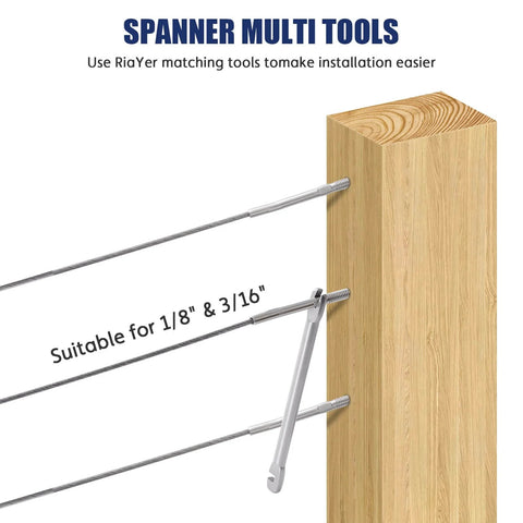 DIY Ready Left And Right Handed Swage Lag Screws In T316 Stainless Steel For Wood Posts, One Eighth Inch Cable Railing Kit installation