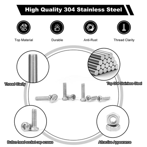 High quality 304 stainless steel screws and nuts from Ultra Tiny Screw Nuts Set Kit 1200Pcs Stainless Steel 304 Micro Screws M1 To M2.5