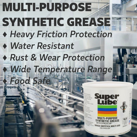 Super Lube multi-purpose synthetic grease canister, white translucent tub, 14.1 oz.
