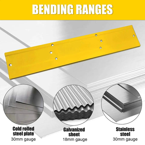 Heavy Duty 18 Inch Sheet Metal Bender Hand Tool For Duct Bending And Folding, Rust Resistant 16-Gauge Steel, Yellow Tool