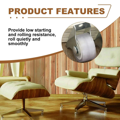 Close-up of 1 Inch Mini Caster Wheels Set 8 Pieces Fixed Silent Non Swivel Thickened Rubber Castors with Metal Top Plate