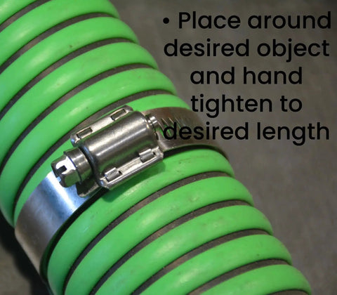 Heavy Duty All Stainless Steel Hose Clamp Set Pack SAE 024 Range One And One Sixteenth To Two Inches on green hose