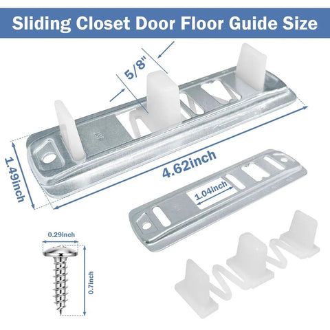 Adjustable Floor Guide For Sliding Closet Doors Two Pack Plastic Construction White Helps Keep Doors Centered On Track And Fits Three Quarter To One And Three Eighths Inch Inch Easy To Install And Quick Replacement For Long Lasting Performance. Close-up view with measurements