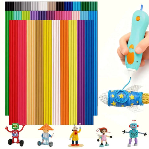 32 Color 2.5Mm 3D Pen Filament Refill For 3Doodler Start Plus Low Temperature Safe And Easy To Use 15 Cm Strands Pack