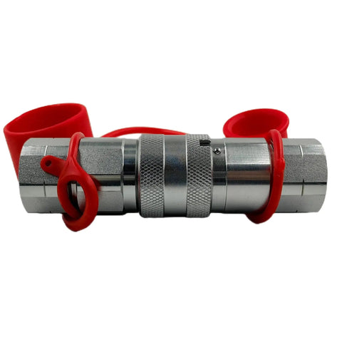 Flat Face Hydraulic Quick Connect Couplers Set For Skid Steer 3/4 NPT Thread With Dust Caps ISO16028 in red dust caps