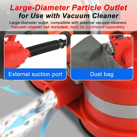 Close-up of Heavy Duty 3-Head Concrete Grinder 2800W Pro Grade Electric Floor And Wall Polisher with dust port and bag