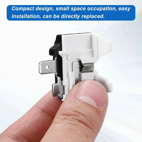 Person holding refrigerator overload protector part from Three Pack Refrigerator Overload Protectors One Quarter Horsepower Thermal Overload Switches.