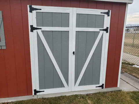 8 Inch Heavy Duty T Strap Hinge Set With Screws Black Finish For Doors Gates Sheds And Barns Decorative Yet Durable Hardware on shed doors