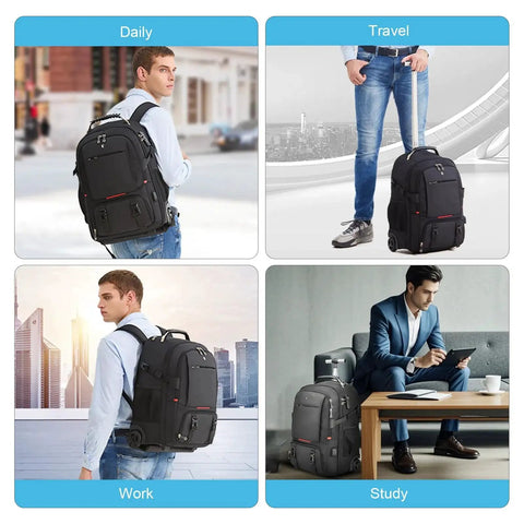 Three In One Travel Vacuum Backpack With Wheels For Women And Men 50L Rolling Vacpack, ideal for daily use, travel, work, and study.
