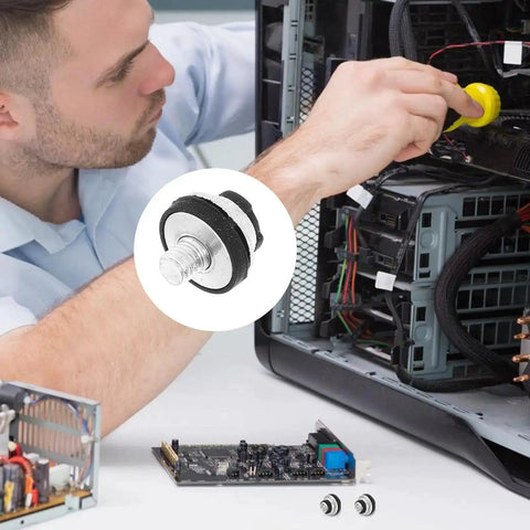 Person installing Mini PC Screw Set 10 Pieces Shockproof Mounting Screws M3 8x8.7mm for electronics repair in computer case
