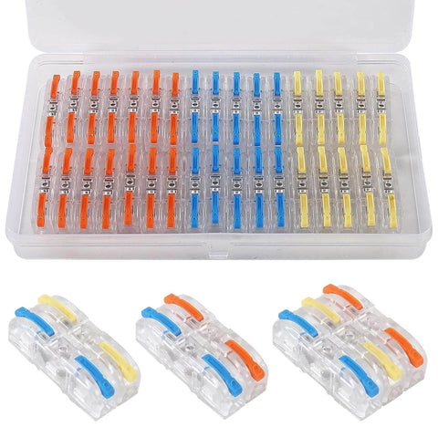 34 Piece Quick Connect Electrical Splicing Wire Connector Kit With Transparent Lever Connectors And Compact Inline Splices