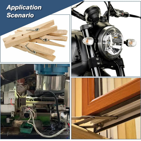 40 pcs stainless steel tiny torsion springs, 4.5mm dia, 0.5mm wire, 120°; collage with clothespins, bike, hinge