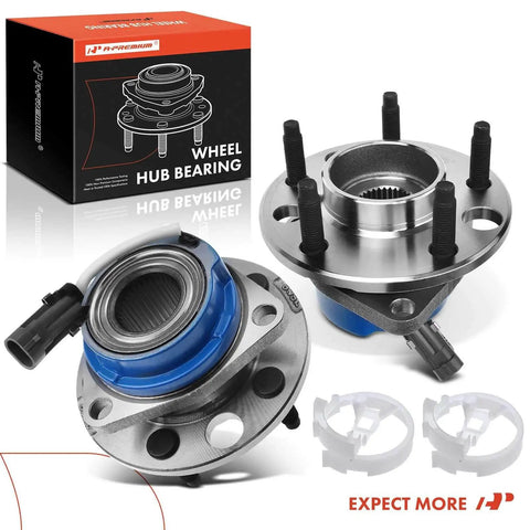 Front Left & Right Hub Assembly Pair with ABS Sensor and 5-Lug Wheel Bearings for GM vehicles