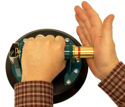 8 Inch Flat Vacuum Suction Cup With Metal Handle And Hand Pump, Red Line Indicator for verified vacuum showcasing non-slip grip