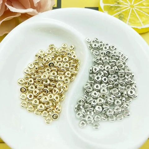 2000 Pcs 4mm Flat Round Disc Spacer Beads For Bracelet And Necklace Making, Silver And Gold Tone CCB Spacers For DIY Jewelry