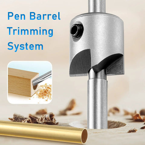 Pen Making Kit With Turning Mandrel And Barrel Trimming Set For Wood Lathe Morse Taper Number Two Shank cutter system close-up
