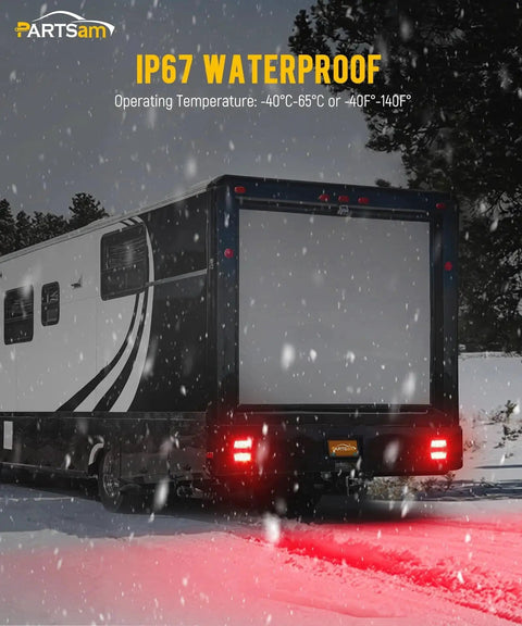 Wireless Magnetic Trailer Light Kit With 26 LEDs For Tow Trucks And Trailers illuminating in snow, IP67 waterproof.