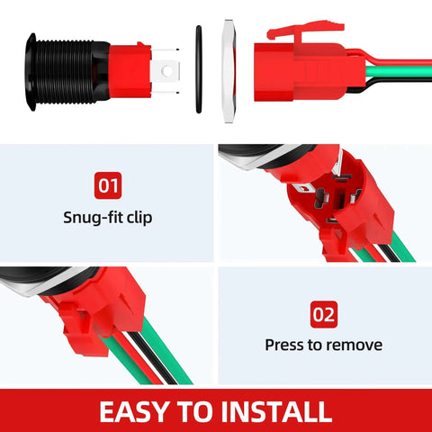 12V 20A Tough As Nails Heavy Duty Latching Push Button Switch Waterproof On Off 16mm Pushbutton With Blue LED installation guide.