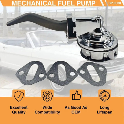 High Volume Mechanical Fuel Pump For Ford Small Block V8 221 260 289 302 351W Chrome with gasket set