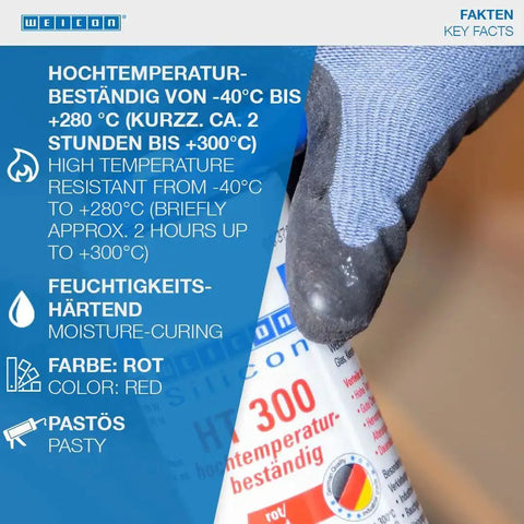 Heavy Duty High Temp Silicone Sealant for sealing bonding and insulating withstand up to 572 Fahrenheit red for oven chimney adhesive tube in use