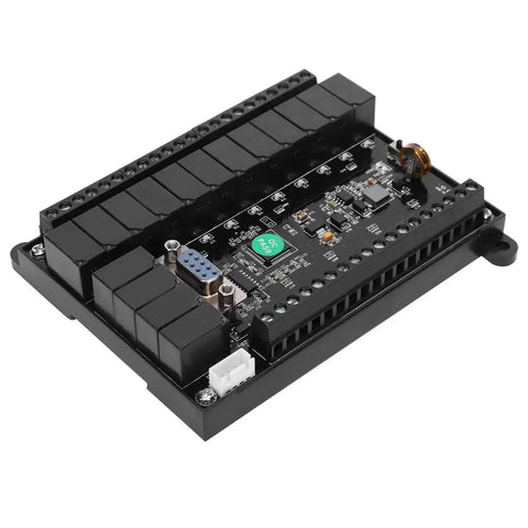 Side view of Compact PLC Control Board Programmable Controller Relay Delay Module with 10-28V DC power, showing anti-interference design.