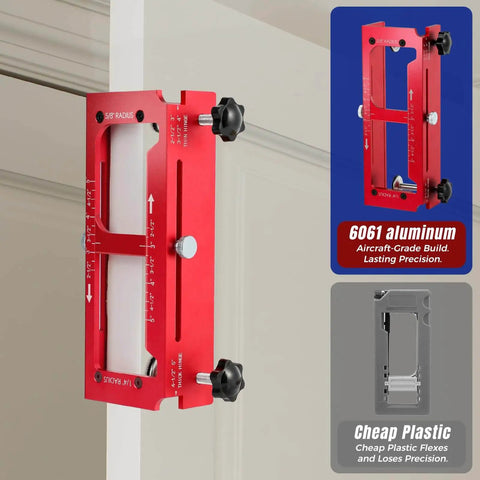 Upgraded Aluminum Alloy Door Hinge Jig Kit For Router Pro Grade Mortise Template With Adjustable Fit Installed View