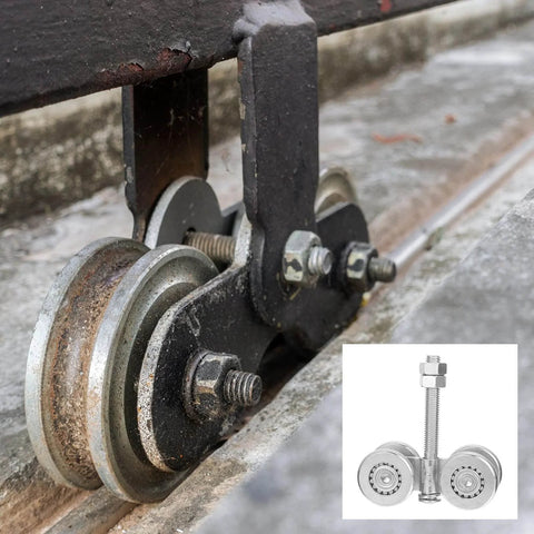Heavy Duty Steel Sliding Door Pulley Wheel Set For Wardrobe Track Durable Industrial Grade Trolley Roller With 200Kg Load Capacity Replacement Track Roller Kit For Easy Install And Smooth Sliding