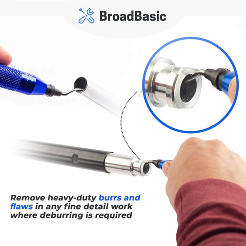 Deburring Tool Kit With 20 High Speed Steel Blades And Storage Handle removing burr from metal pipe with 360 degree swivel action