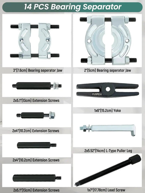 5 Ton Bearing Removal Puller Kit With 2 Inch And 3 Inch Jaws For Wheel Hub And Axle Bearing Separator components display