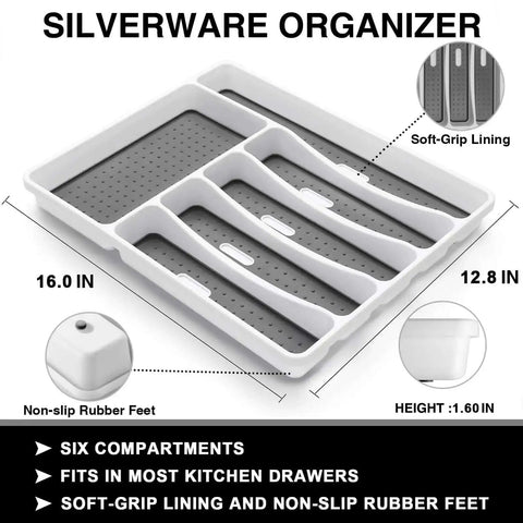 Drawer organizer for 49 Piece Silverware Set With Drawer Organizer For 8 People Built Tough For Everyday Home Use Heavy Duty Cutlery