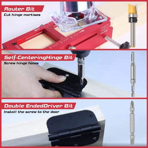 Upgrade Aluminum Door Hinge Jig For Adjustable Mortising Template Fits Two And A Half To Five Inch Door And Cabinet Hinges