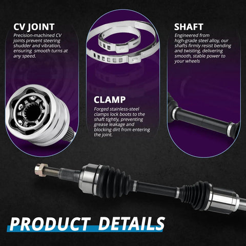 Front Left Or Right CV Axle And Front Wheel Hub Bearing For 2010-2017 Chevy Equinox GMC Terrain Drop-In Replacement Shaft 60-1557 60-1558 66-1516 66-1517 513288 showing joint, clamp, and shaft details.