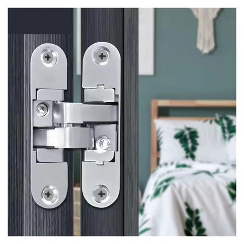 Invisible Hinge Set Zinc Alloy Concealed Cross Hinges With 3D Adjustable Mount For 180 Degree Folding Doors installed