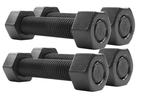 3 Inch Black Oxide Stud And Hex Nut B7 Grade Half Inch 13 Thread Pack 4, front view of four black studs and hex nuts.