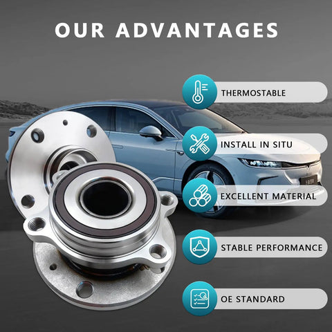 2 Pc Front And Rear Wheel Bearing Hub Assembly 513253 Drop In Direct Fit For Audi TT A3 Q3 Quattro And Volkswagen Tiguan Beetle