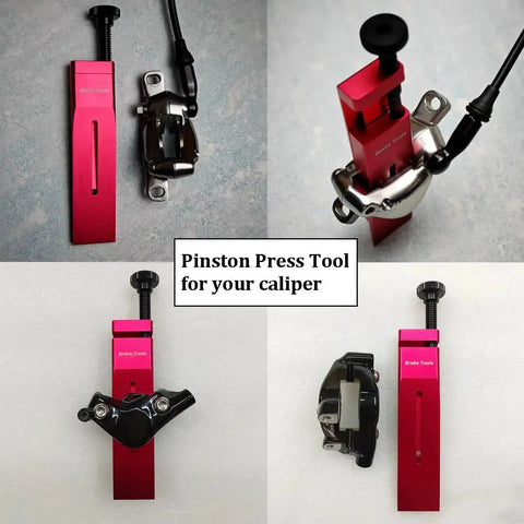 SRAM Hydraulic Disc Brake Caliper Piston Press Tool Ultimate Spreader for 2 and 4 piston calipers shown with bike brake components
