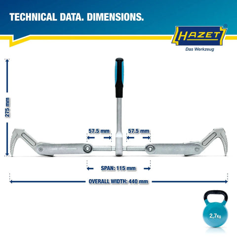 Hazet Beam Puller 1774-1 I Clamps, Pulls And Compresses Timber with dimensions and handle visible