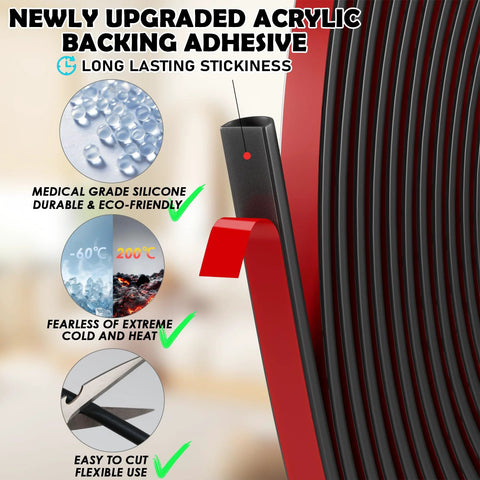 Bantie 20ft weather stripping door seal, Amazon self-adhesive silicone D-shaped gap filler for doors and windows.