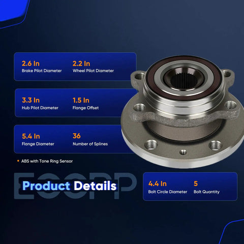 Wheel Bearing And Hub Assembly 5 Lug With Abs For VW Jetta Beetle Golf GTI Passat Tiguan And Audi A3 TT CC Front