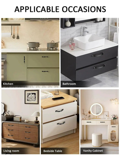 15 Pack 4 Inch Black Arch Cabinet Pulls Matte Black Zinc Alloy Drawer Handles for kitchen, bathroom, and vanity cabinets.