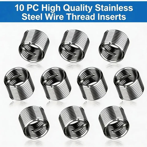 10 stainless steel wire thread inserts for M12 X 1.25 Thread Repair Kit With Helicoil Inserts And HSS Drill Bit, 10 Piece Wire Thread Inserts