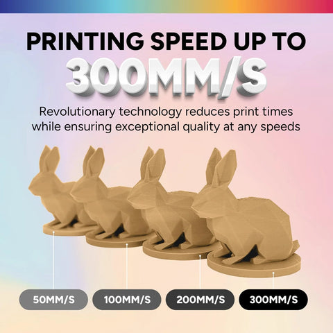 Matte PLA 3D Printer Filament 1.75mm, 1kg Spool, Low Warping, Frosted Matte Finish, 3D printed bunnies at different speeds, light brown.